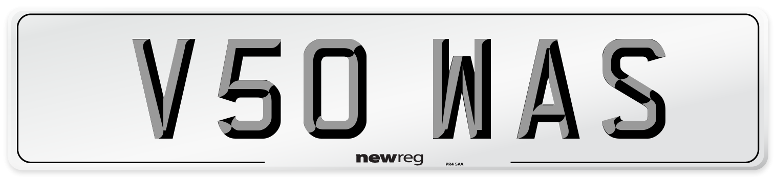 V50 WAS Number Plate from New Reg